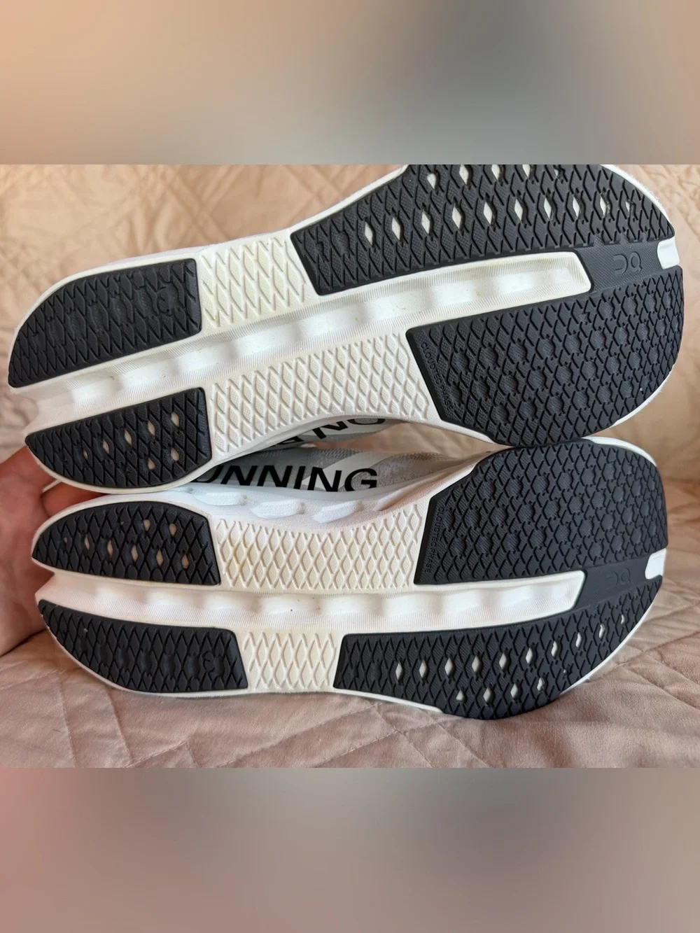 On Running White and Grey Women's Cloudsurfer Next Running Sneakers